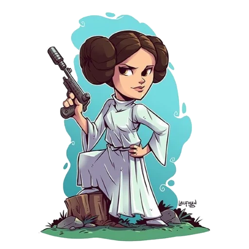 leia star wars, foto de star wars, chibi derek laufman marvel, laufman art star wars, princesa star wars leia