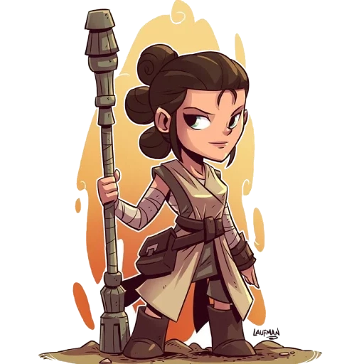 ken laufman, rey star wars, guerre stellari, star wars rai adesivi, chibi laufman star wars