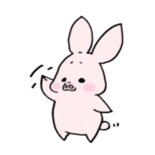 bunny, piggy bunny, розовый зайчик, кролик розовый, милые мультяшные кролики