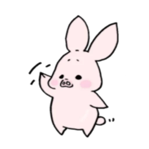 bunny, petit cochon et petit lapin, petit lapin rose, lapin rose, lapin de dessin animé mignon