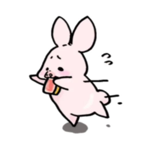 conejito, el conejo es rosa, conejo bailador, conejo de dibujos animados, lindos conejos de dibujos animados