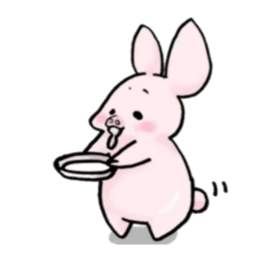 bunny, piggy bunny, розовый зайка, кролик розовый, милые мультяшные кролики