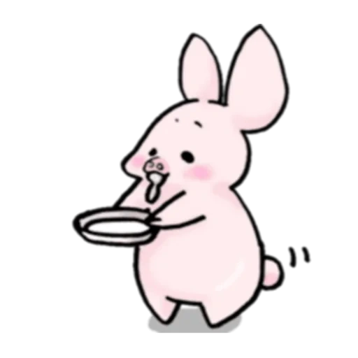 bunny, petit cochon et petit lapin, petit lapin rose, lapin rose, lapin de dessin animé mignon