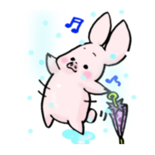 bunny, piggy bunny, kawaii drawings, the piglet is drawing, cute cartoon rabbits