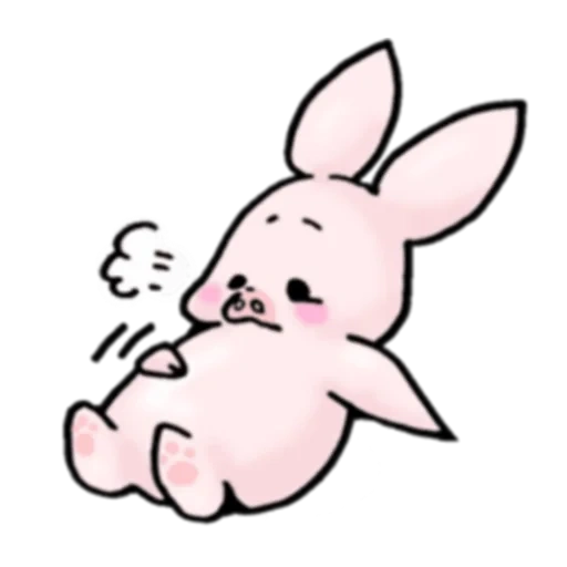 piggy bunny, розовый зайка, кролик розовый, мультяшный кролик, милые мультяшные кролики