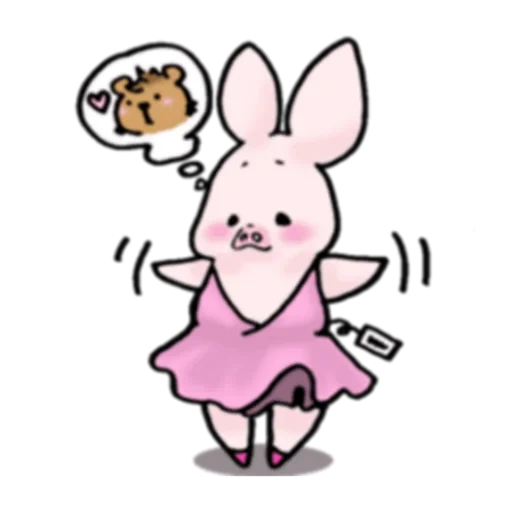 coelhinho, piggy bunny, o coelho é rosa, rabbit dançando