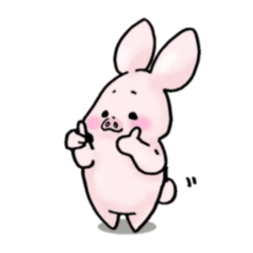 bunny, petit cochon et petit lapin, petit lapin rose, lapin rose, lapin de dessin animé mignon