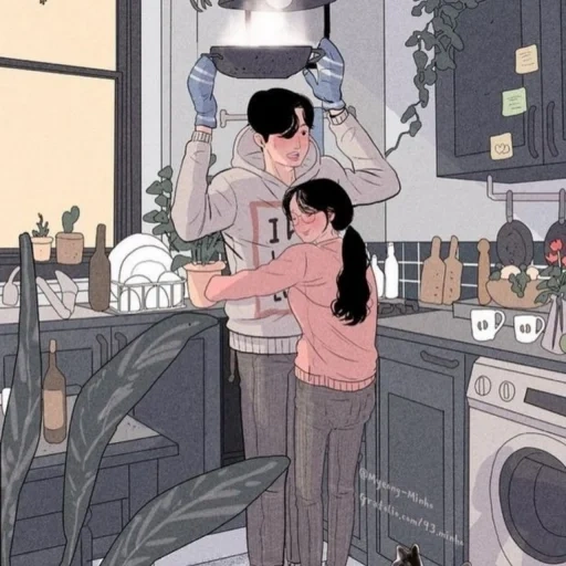 picture, anime couples, couple illustration, sensual illustrations, illustrations myeong minho