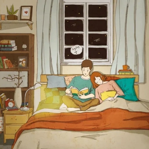puuung, puang pagi, pasangan di bawah selimut, ilustrasi puang, seni pasangan di bawah selimut