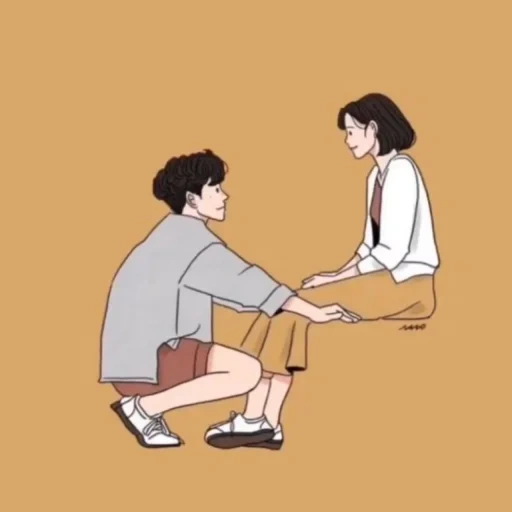 pés, casal de anime, um par de padrões, pintura de casal, arte de anime casal minimalista