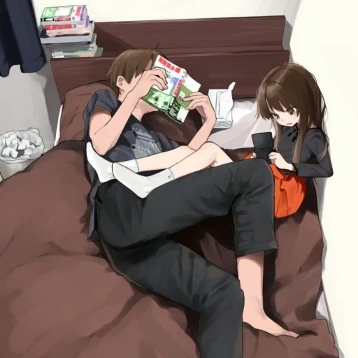 pareja de animación, honryou hanaru, un par de arte de animación, cómics de pareja de animación, lindo anime de pareja