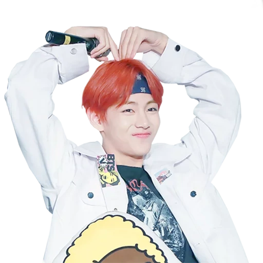 bts taehen, bangtan boys, personnages bts, taehyun aux cheveux roux, bts dna jimin rouge