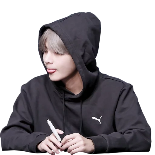 taehyung, ким тэ хён, с капюшоном, taehyung bts, тэхен толстовке puma