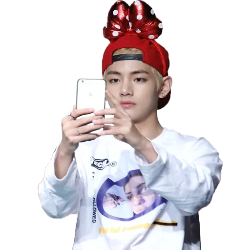 taehyung, topi taehyung, taehyung bts, kim taehen mengambilnya, topi merah taehyun