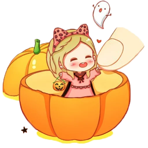 art, chibi, anime, personnages de chibi, pumpkin de dessin animé