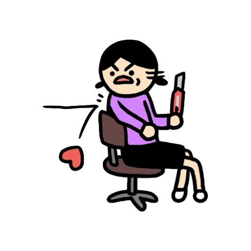 clients, people, au travail, illustration, fille assise sur une chaise