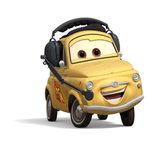cars 2, disney cars, characters of the wheelbarrow, walks with a white background, cars 2 master yellow