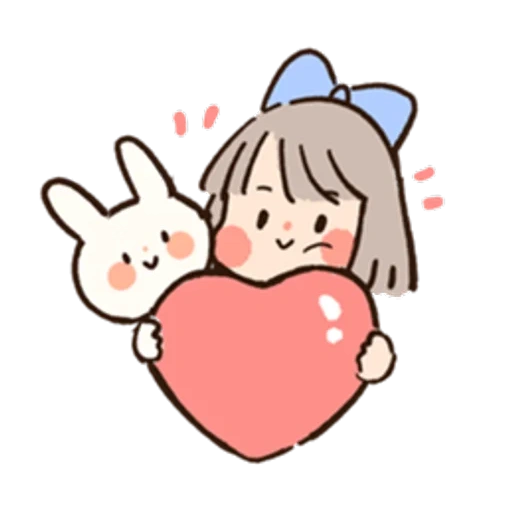 사랑 해 drawing, the drawings are cute, kawaii drawings, drawings of cute girls, a cute rabbit heart