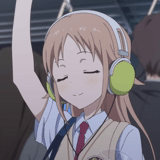 anime day, anime kawaiwai, karakter anime, anime gif headset, anime mendengarkan musik
