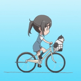 на велосипеде, велосипед аниме, велосипед стиле аниме, аниме девушка велосипеде, рисунок девочка велосипеде