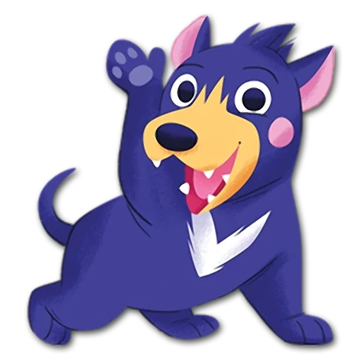 bye, perro, perro azul, tasmanian devil, perro rojo azul