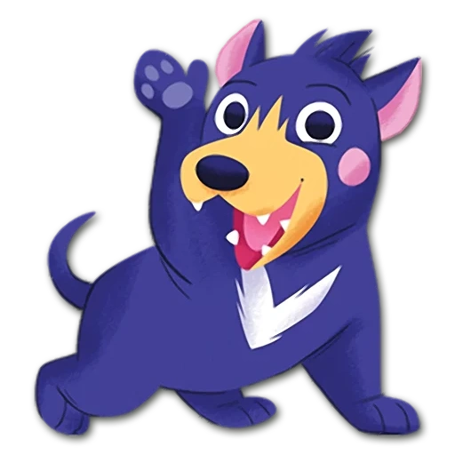 bye, dog, blue dog, tasmanian devil, dog red blue