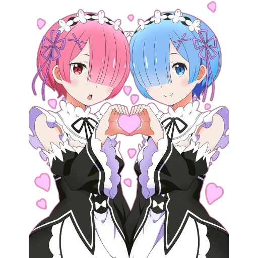 remram, rem rezero, re zero rem, ray zero remram, anime maid ram ram