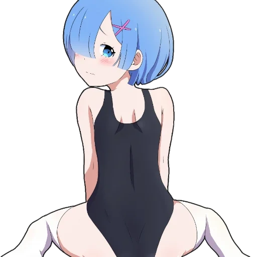 rep chan, seni anime, gadis anime, karakter anime, rem re zero swimsuit