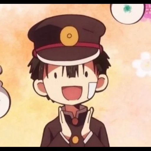 hanako kun, garoto de flor, rapaz personagem anime, menino do vaso sanitário de huazikun, banheiro menino flor parede vermelha