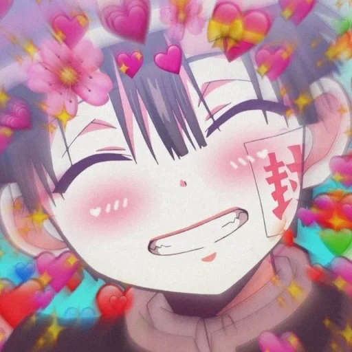 hanako kun, garoto de flor, forma de coração de anime, summertime maggie nyan, garoto de banheiro de anime huazikun