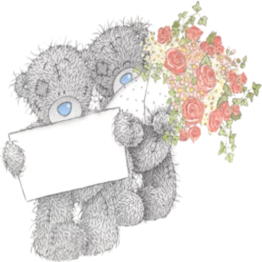 postcard, teddy bear, teddy flower, teddy bear flower, happy birthday bear