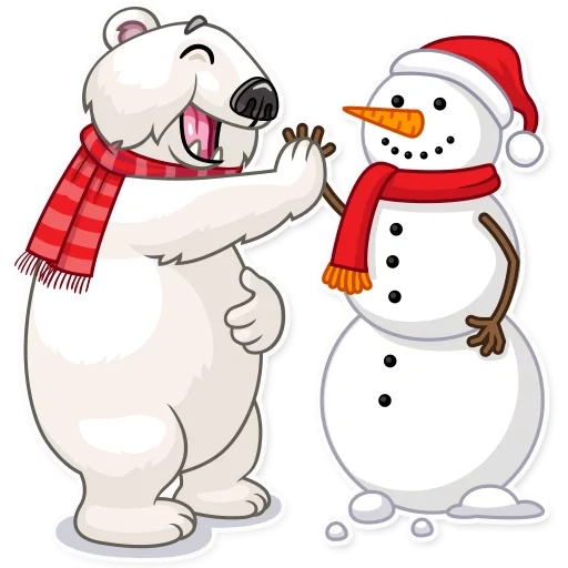 ted frosty, bear frosti, pupazzo di neve vettoriale, clipart da neve, personaggi di capodanno orso bianco