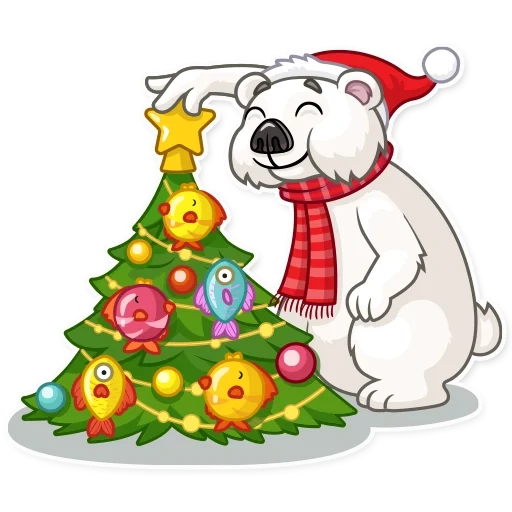 ted frosty, capodanno, albero di natale, animali di capodanno, animali delle emoticon di capodanno