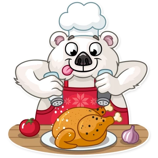 ted frosty, little bear chef, baker pattern, mishka is having dinner, clippert bear chef