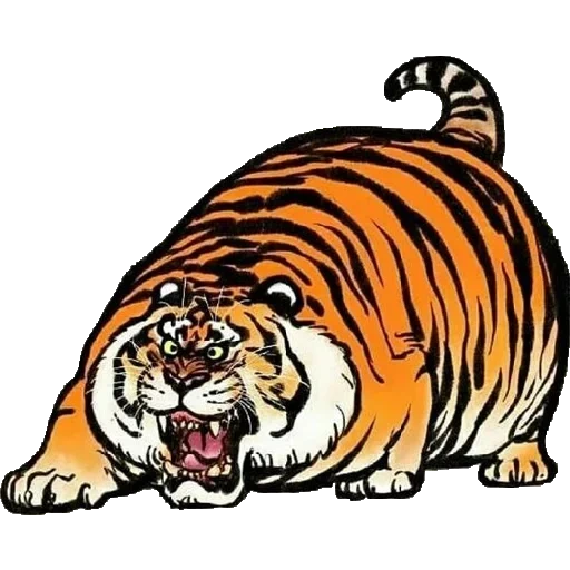 тигр рисунок, тигр толстый, тигр иллюстрация, тигровый рисунок