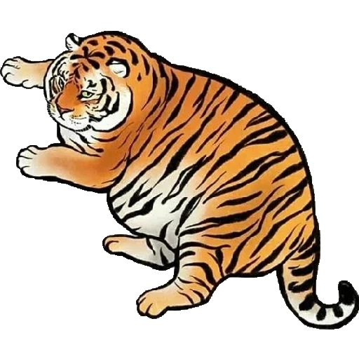 der fette tiger, das tigermuster, illustration of the tiger, das tigermuster, cartoon vollbusige tiger