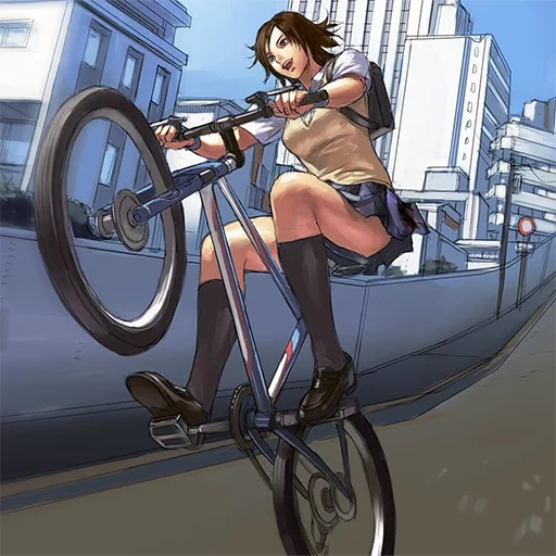 скриншот, асука кадзама, аниме велосипед, asuka kazama велосипеде