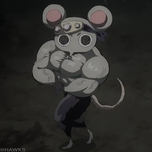 tikus dengan otot anime, anime mouse, karakter anime, anime kekuatan, anime