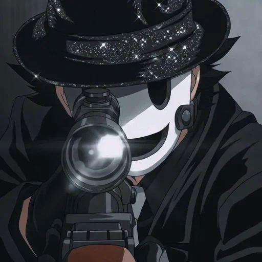 anime guy, anime sniper, tenkuu shinpan, mr sniper tenkuu shinpan, mask sniper blocking screen anime