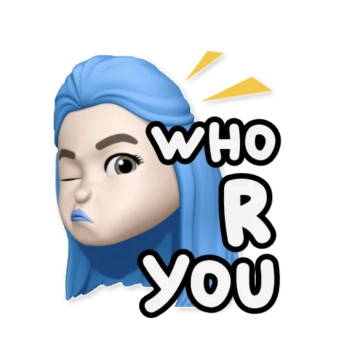 memoji, mujer joven, animoji, humano, watsap con inscripciones