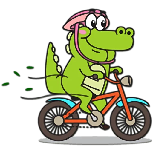 дракон велосипеде, велосипед крокодил, динозавр велосипеде, динозаврик велосипеде, динозавр велосипеде клипарт