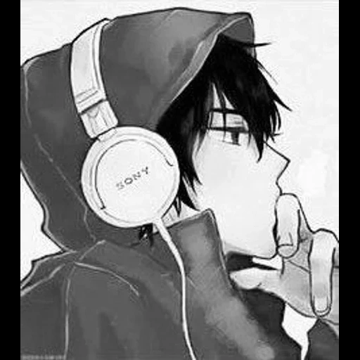 anime komik, anime anak laki-laki, pria seni anime, pria anime panas, headphone pria anime