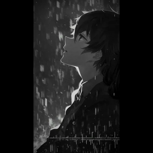 animação, figura, casal de anime, chuva de anime, animação na chuva
