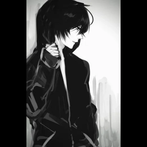 anime, image, les gars de l'anime, anime triste, art d'art des cheveux noirs