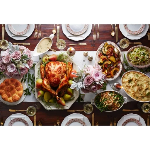стол едой, thanksgiving, накрытый стол едой, thanksgiving turkey, сервировка стола едой