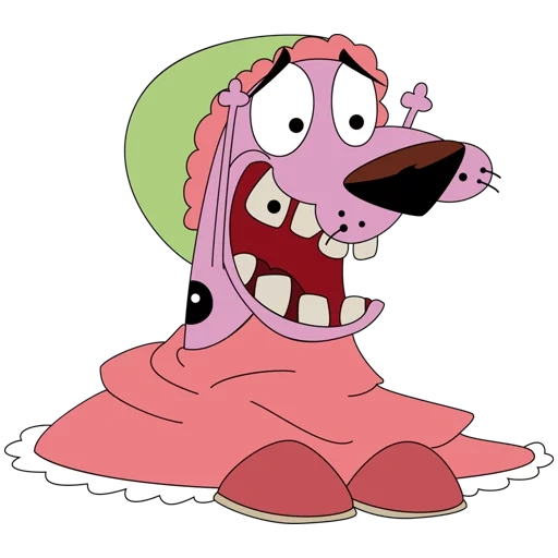 human, the courage is a cowardly dog, fictional character, the dog smile is cartoony, quentin tarantella curlery cowardly dog