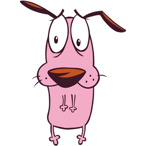 pink dog, the drawing is funny, cartoon dog, the courage is a cowardly dog, funny dog drawing