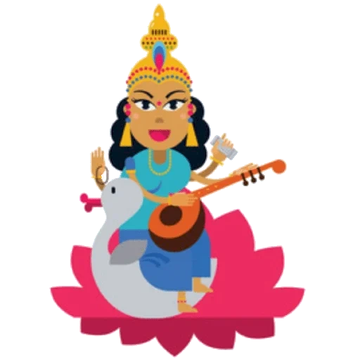 asian, sarasvati, sarasvati cartoon, sarasvati goddess, the goddess sarasvati vector