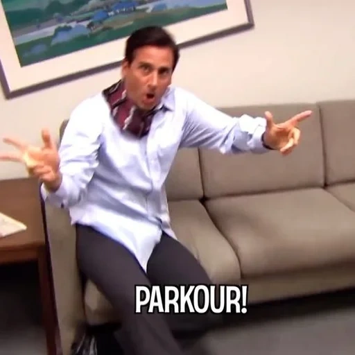 kaki, parkour meme office, steve carell parkour, parkour kantor drama tv, bangun di malam hari dan minum air meme mumi