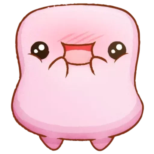 kawaii, rose, clipart, cochon rose, guimauves autocollants